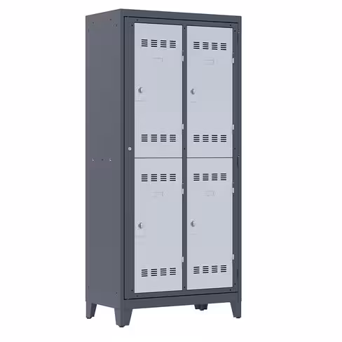 Vestiaire visitable 2 colonnes 2 casiers galvanisé - sur pieds - serrure ou moraillon