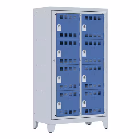 Vestiaire visitable 2 colonnes 4 casiers galvanisé h. 35 cm sur pieds - serrure ou moraillon