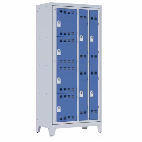 Vestiaire visitable 4 casiers 4 penderies galvanisé sur pieds - serrure ou moraillon