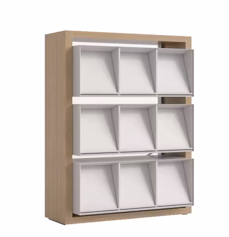 Présentoir à périodiques Nova - 9 cases - habillage stratifié