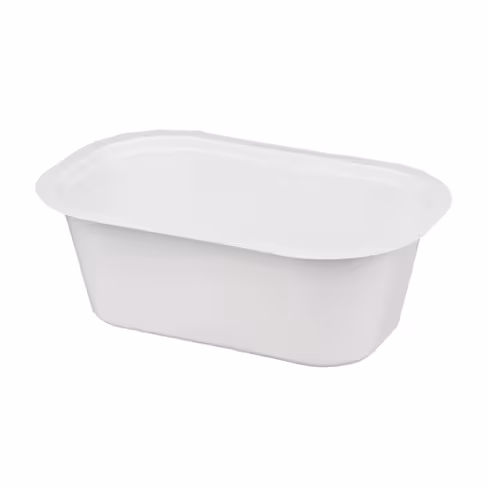 Barquette thermoscellable oblongue préparation chaude polypropylène blanc - 159 x 100 x 55 mm - lot de 1020