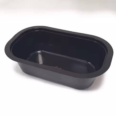 Barquette thermoscellable oblongue préparation chaude polypropylène noir - 159 x 100 x 55 mm - lot de 1020