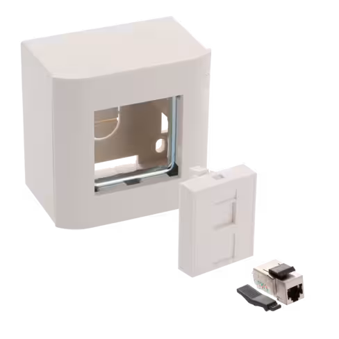 Boitier mural équipé en saillie - Lienk - 1 port RJ45 - cat 6 - blindé - blanc