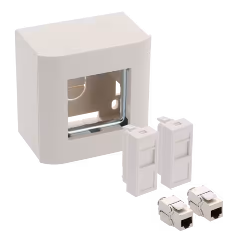 Boitier mural équipé en saillie - Lienk - 2 ports RJ45 - cat 6a - blindé - blanc