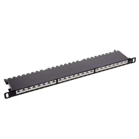 Panneau de brassage - Lienk - 19'' 24 ports - équipé - cat 6a - blindé - 1U - noir