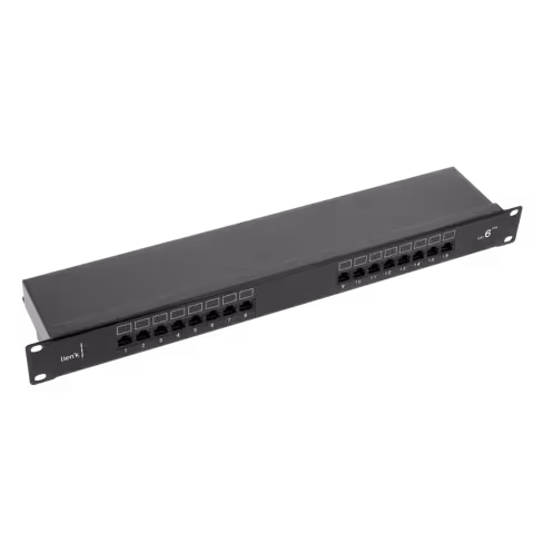 Panneau de brassage - Lienk - 19'' 16 ports - équipé - cat 6 - non blindé - 1U - noir