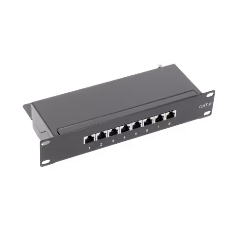 Panneau 1U 8 ports équipés S/FTP cat 6 bloc 110 - Lienk - pour coffret 10''