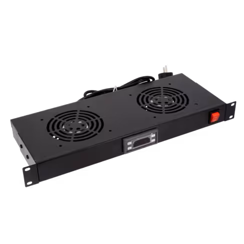 Panneau 1U noir de 2 ventilateurs réglage digital - Lienk - pour coffret 19''