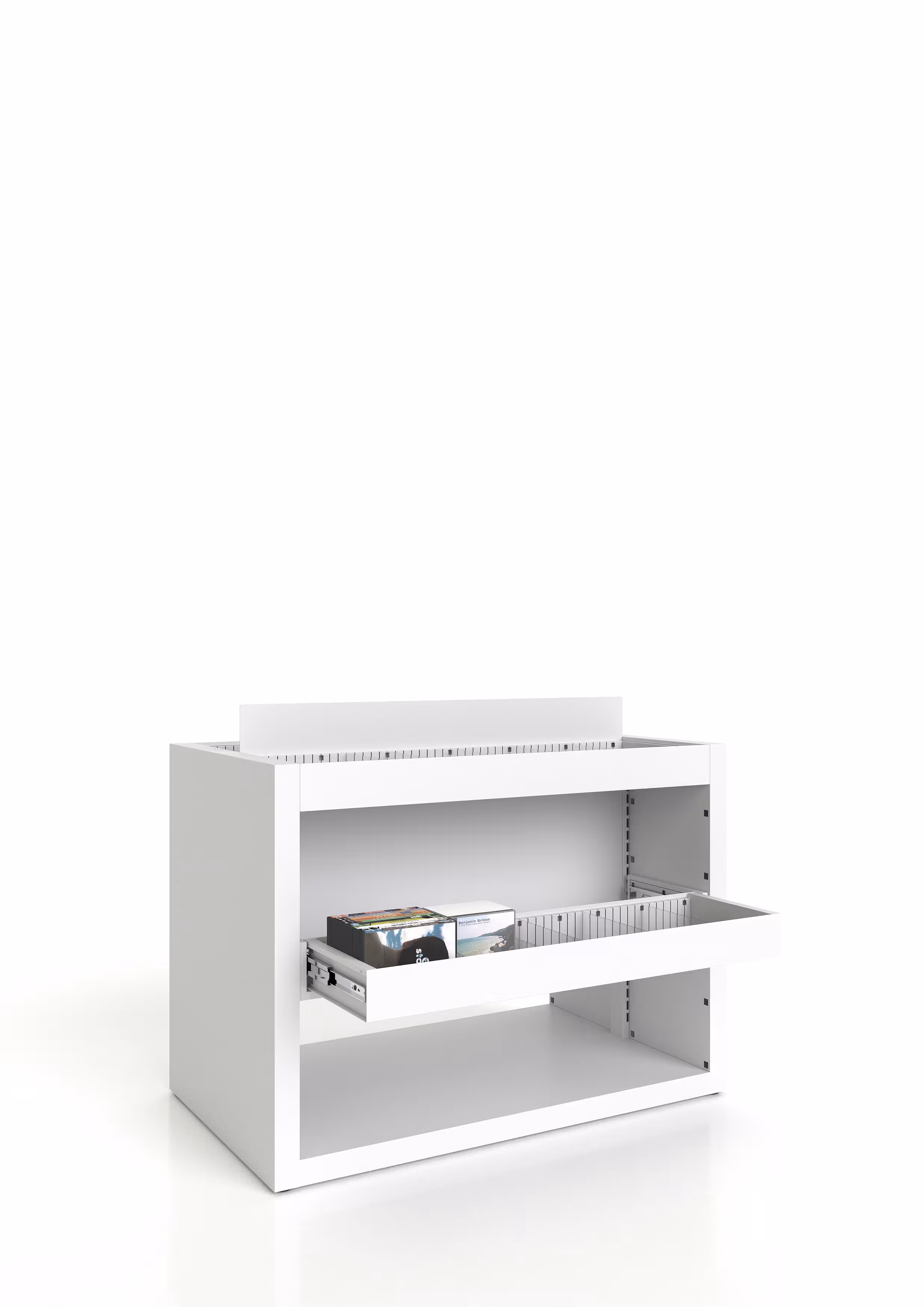 Bac à CD et DVD sur pieds Nova - adulte - l. 110 cm - 2 niveaux - métal