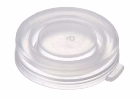 Bouchon transparent fermé à clipser en PE de 22 mm x 100
