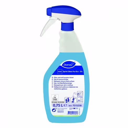 Détergent vitres et multisurface Taski Sprint glass Pur Eco - Ecolabel - Diversey - 6 vaporisateurs de 750 ml