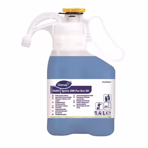 Détergent intérieur multiusage Taski Srint 200 - Pur Eco - smart dose - Ecolabel - Diversey - 1 bidon de 1,4l