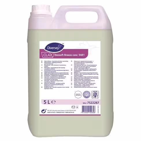 Assouplissant concentré neutraliseur d'odeur - Clax deosoft breeze - carton de 2 x 5 l