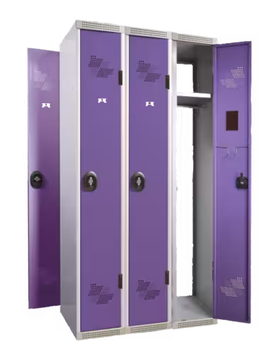 Vestiaire industrie propre double entrée 3 colonnes impératif : serrure en option