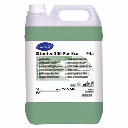 Détergent neutre pour sols protégés Taski Jontec 300 - Pur Eco - Ecolabel - Diversey - 2 bidons de 5 l