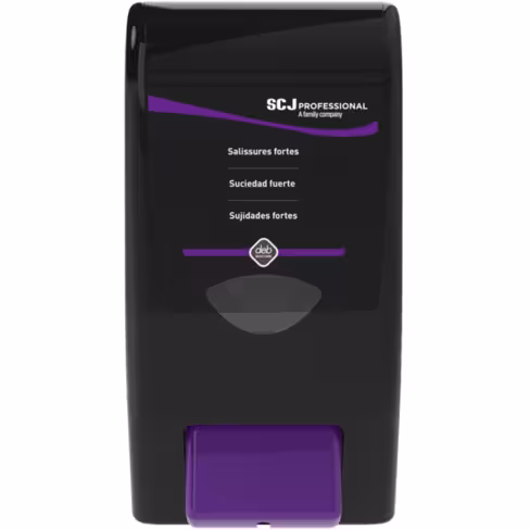 Distributeur de savon par bouton poussoir 4 l - Stoko Cleanse Heavy 4000 - ABS noir et bouton violet