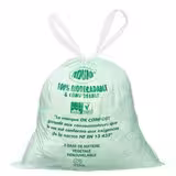 Sac à déchets OK Compost 20 l - ép. 18 µm - vert - lien coulissant - 1 carton de 1000