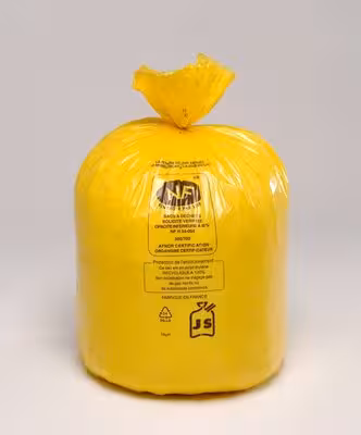 Sac poubelle pour tri sélectif 50 l - ép. 22 µm - jaune - lien fixe - 1 carton de 500