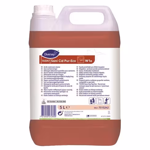 Détergent détartrant pour sanitaires Taski Sani Cid Pur - Eco - Ecolabel - Diversey - 2 bidons de 5 l