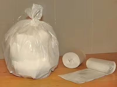 Sac à déchets courants 10 l - ép. 10 µm - blanc - lien fixe - 1 carton de 1000