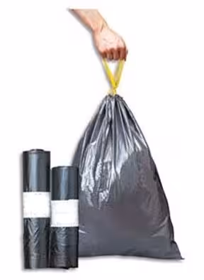 Sac à déchets courants 50 l - ép. 35 µm - noir - lien coulissant - 1 carton de 200