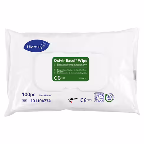 Lingettes détergentes désinfectantes Oxivir Excel Wipe 12 paquets de 100