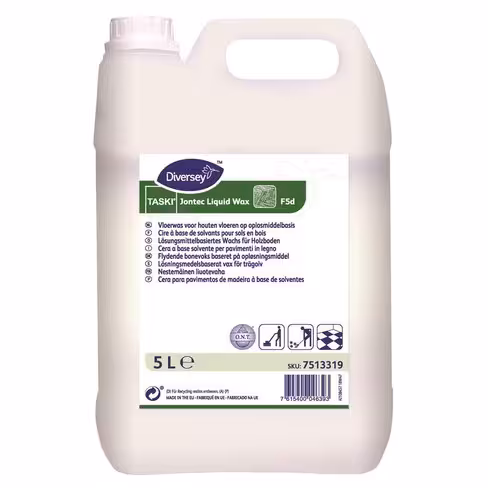 Cire à base de solvants pour sols en bois et liége Taski Jontec Liquid Wax - Diversey - 2 bidons de 5 l