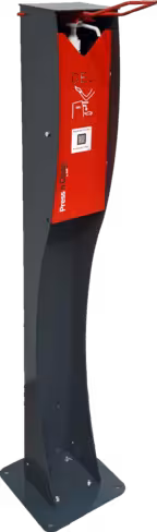 Borne de désinfection à pédale et coude 1 l - acier epoxy - gris et rouge