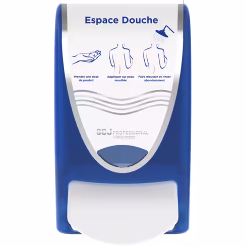 Distributeur de savon par bouton poussoir 1 l - ABS bleu - Deb Proline espaces baignades