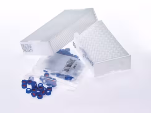 Kit 100 flacons, 13 mm, vis 13-425, en verre transparent, 4 ml , avec bouchon à vis en PP et septum en caoutchouc