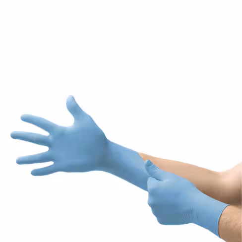Gant jetable non poudré - TouchNTuff 92-670 - Ansell - bleu - taille 6,5/7 - boîte de 100