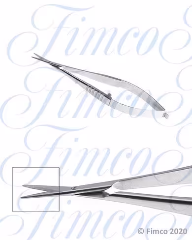 Ciseaux à cornée de Vannas droits bouts mousses lames 6 mm l. 85 mm