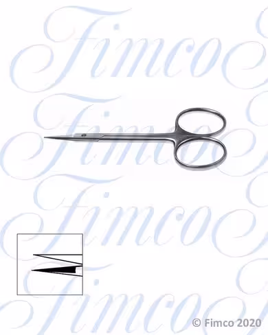 Ciseaux d'ophtalmologie Bonn droits pointus l. 90 mm lames 14 mm