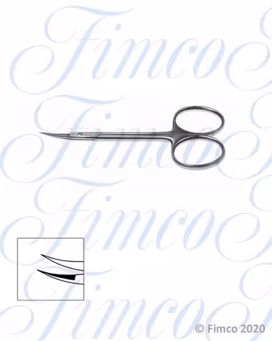 Ciseaux d'ophtalmologie Bonn courbes pointus l. 90 mm lames 14 mm