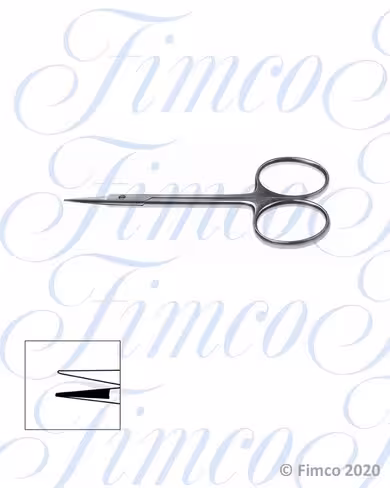 Ciseaux d'ophtalmologie Bonn droits bouts mousses - lames 14 mm - l. 90 mm