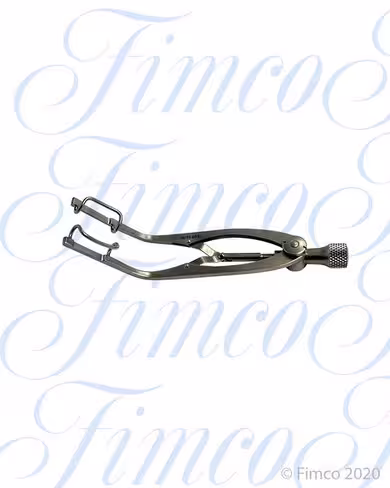 Blépharostat PILLY très coudé vis de réglage l. 95 mm - oreilles 15 mm