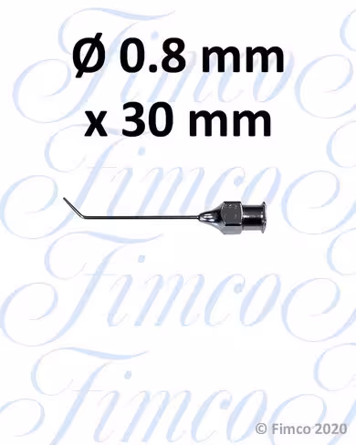 Canules à injection d'air et de liquide Cherifi coudée - Ø 0,8 mm x 30 mm
