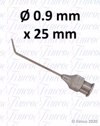 Canules à injection d'air et de liquide Wills coudée conique - Ø 0,9 mm x 25 mm