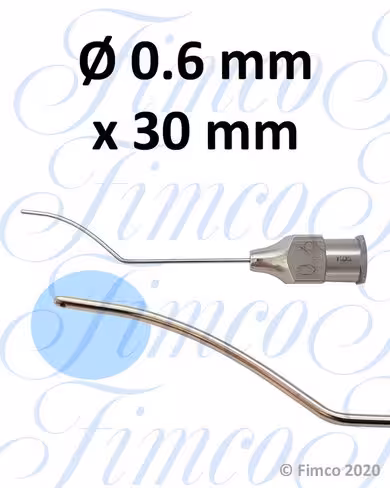 Canules à injection d'air et de liquide coudée - Ø 0,6 mm x 30 mm F511A