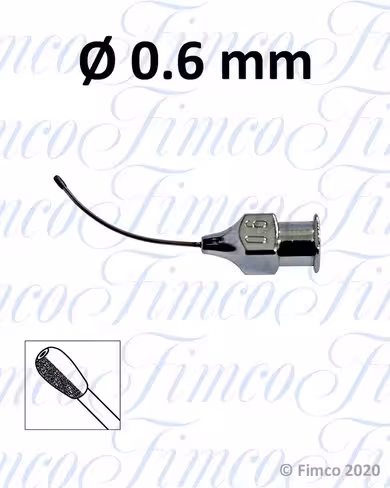 Canule aspiratrice à cataracte Kartz courbe à olive - Ø 0,6 mm x 21 mm