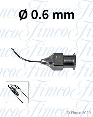 Canule aspiratrice à cataracte Charleux courbe grateuse en biseau - Ø 0,6 mm x 13 mm