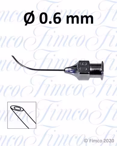 Canule aspiratrice à cataracte Charleux courbe en biseau - Ø 0,6 mm x 20 mm