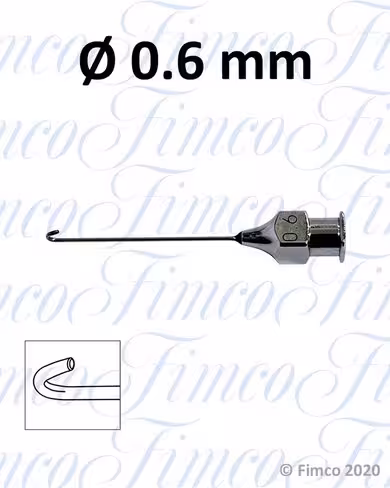 Canule aspiratrice à cataracte Binkhorst en crochet droite - Ø 0,6 mm x 28 mm