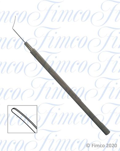 Spatule à vitré Barraquer coudée courbe l. 130 mm - largeur 0,6 mm F710A