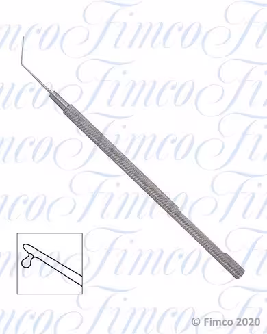 Crochets manipulateurs à phacoemulsification Lester coudé olivaire - l. 125 mm