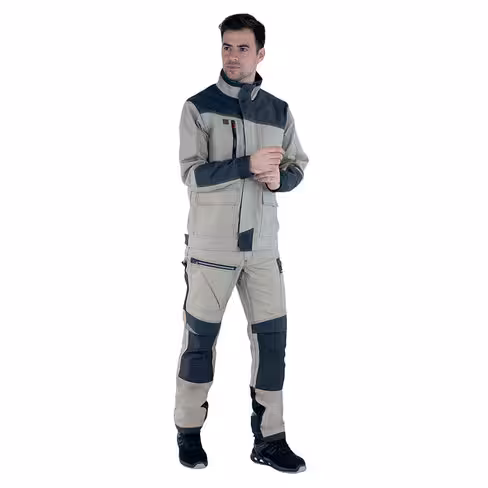 Pantalon homme Spanner - Lafont - 65 % coton 35 % polyester - beige / gris charcoal - 350 g/m2