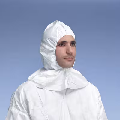 Cagoule PH30L0 Dupont - Tyvek - taille unique - blanc - grande colerette - élastique visage et cou - lot de 100
