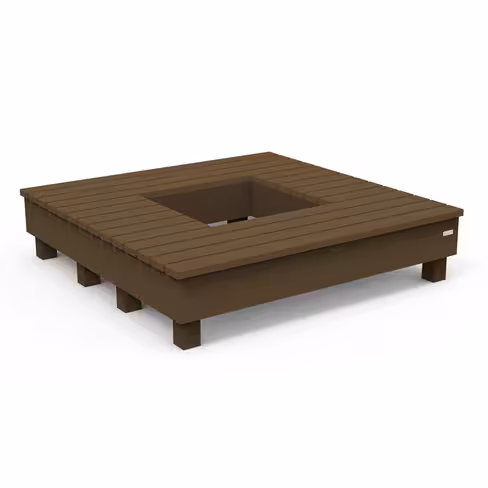 Banquette tour d'arbre - lattes plastique recyclé - sans dossier - l. 194 cm - coloris standard