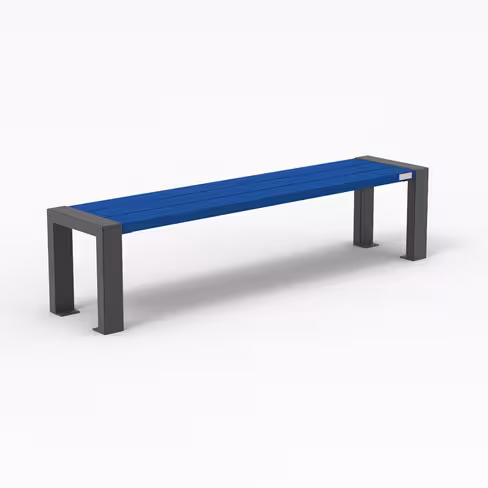 Banquette public Osmose Harmonie - lattes plastique recyclé - piétement acier - l. 198 cm - coloris Pigmentek