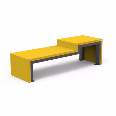 Banquette public Osmose Harmonie - lattes plastique recyclé piétement acier - l. 180 cm - 2 hauteurs - coloris Pigmentek